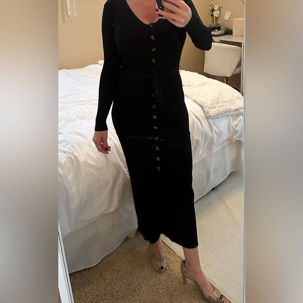 Zara Elegant Black Button-Down Dress
